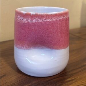 Scarlet Oak Pink and White Handleless Glazed Ceramic Tumbler